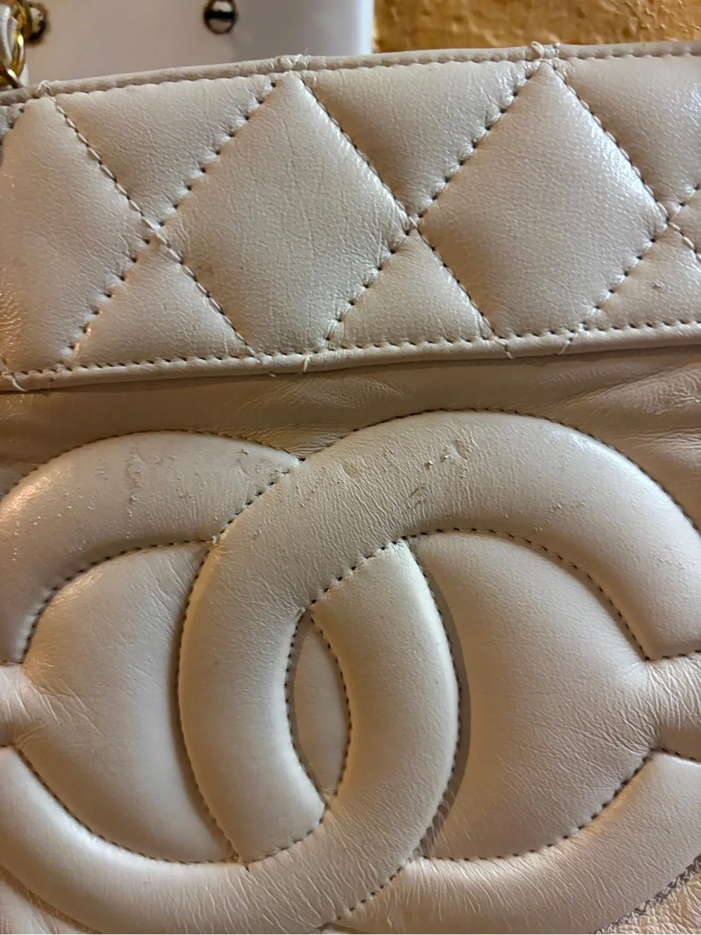 Chanel vintage  Leather Shoulder Bag with Chain Straps
